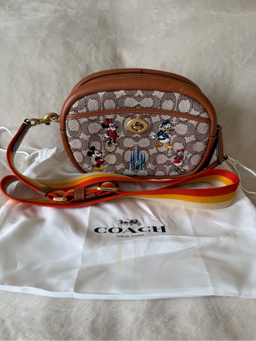 Authentic Coach x Disney Camera Crossbody Bag Walt Disney World 50th Anniversary